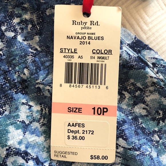 Ruby Rd Sheer Chiffon Button Up Top with Tab Sleeves - Picture 6 of 8